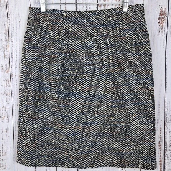 CHAUS 14 Tweed Pencil Skirt Wool Blend Black Multi Knee Length Career Office - Picture 2 of 6